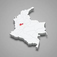 Caldas região localização dentro Colômbia 3d mapa vetor