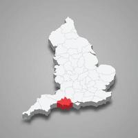 Dorset município localização dentro Inglaterra 3d mapa vetor