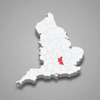 Buckinghamshire município localização dentro Inglaterra 3d mapa vetor