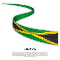 acenando a fita ou banner com bandeira da jamaica vetor