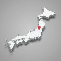 yamagata região localização dentro Japão 3d mapa vetor