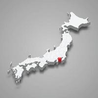 Kanagawa região localização dentro Japão 3d mapa vetor