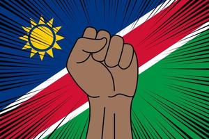 humano punho cerrado símbolo em bandeira do Namíbia vetor