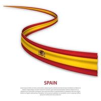 acenando a fita ou banner com bandeira da espanha vetor