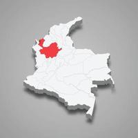 Antioquia região localização dentro Colômbia 3d mapa vetor