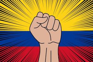 humano punho cerrado símbolo em bandeira do Colômbia vetor
