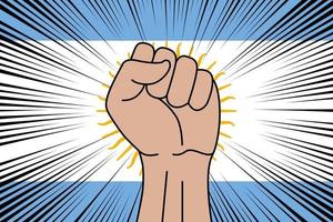 humano punho cerrado símbolo em bandeira do Argentina vetor