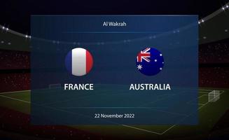 França vs Austrália. futebol placar transmissão gráfico vetor