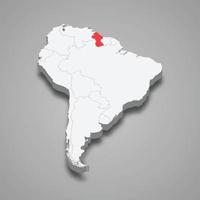 Guiana país localização dentro sul América. 3d mapa vetor