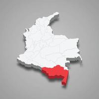 amazonas região localização dentro Colômbia 3d mapa vetor