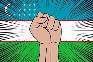 humano punho cerrado símbolo em bandeira do uzbequistão vetor