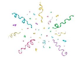 serpentina brilhante e fitas de confete para parabéns e decoração de férias vetor