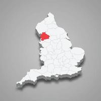 Lancashire município localização dentro Inglaterra 3d mapa vetor