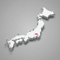 saitama região localização dentro Japão 3d mapa vetor