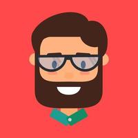 avatar hipster, ícone de homem barbudo de óculos vetor