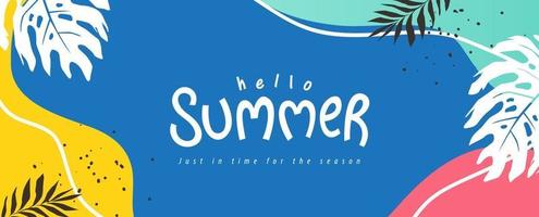 design de banners de layout de fundo colorido de verão. cartaz horizontal, cartão de felicitações, cabeçalho para site vetor