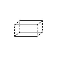 3d retângulo com tracejadas arestas vetor ícone