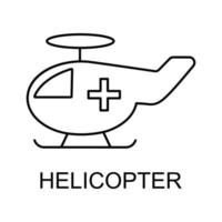 helicóptero remédio linha vetor ícone