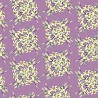 padrão floral sem emenda. flor de lírios amarelos buquê fundo violeta pastel. textura sem costura floral com flores. florescer papel de parede com azulejos decorativos em tons pastel vetor