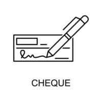 ícone de vetor de cheque bancário