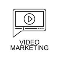 ícone de vetor de linha de marketing de vídeo