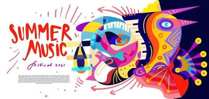 ilustração vetorial banner colorido festival de música de verão vetor