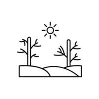 seca, árvores, Sol vetor ícone