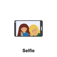 selfie, fêmea, Smartphone cor vetor ícone