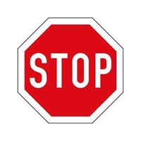 variante europeia do sinal de stop road. octógono vermelho com borda branca e texto de parada. vetor