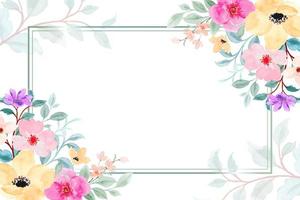 colorida floral aguarela quadro, Armação para casamento, aniversário, cartão, fundo, convite, papel de parede, adesivo, decoração etc. vetor