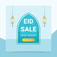 Modelo de mídia social de banner de venda eid 3D no ramadã vetor