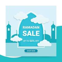 Banner de venda 3D do ramadã, modelo de mídia social do ramadã vetor