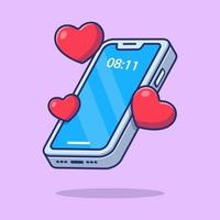 Móvel telefone com amor mensagem placa desenho animado vetor ícone ilustração tecnologia feriado isolado