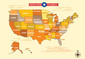Belo vetor gráfico Vintage EUA mapa Estados Unidos da América