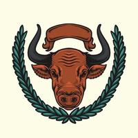 vaca cabeça Fazenda logotipo vintage ilustração vetor