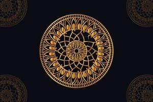 mandala vetor Projeto com Preto fundo. desatado mandala padronizar com Preto fundo. dourado mandala com Preto fundo