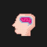 uma cérebro Visão dentro a humano cabeça dentro pixel arte estilo vetor