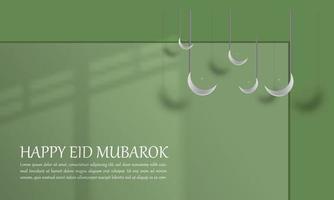 islâmico fundo com eid Mubarak feriado cumprimento cartão com verde enfeite marinho verde simples elegante atraente eps 10 vetor