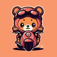 Urso em uma motocicleta desenho animado personagem vetor