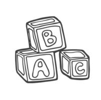 rabisco estilo crianças quadra brinquedos com alfabeto em eles dentro vetor formato