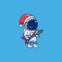 vetor do astronauta jogando guitarra e a comemorar Natal