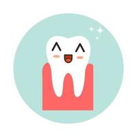 uma saudável dente com a emoção do kawaii. higiene, a conceito do saúde Cuidado. vetor ilustração.