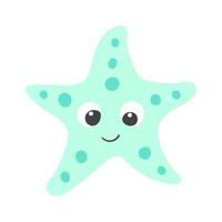 vetor fofa desenho animado luz verde estrelas do mar dentro plano estilo.ilustração do mar animal personagem