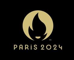 Paris 2024 logotipo oficial branco símbolo olímpico jogos abstrato Projeto vetor ilustração com Preto fundo