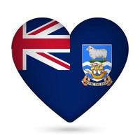 Falkland ilhas bandeira dentro coração forma. vetor ilustração.