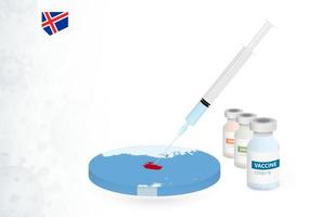 vacinação dentro Islândia com diferente tipo do covid-19 vacina. conceito com a vacina injeção dentro a mapa do Islândia. vetor
