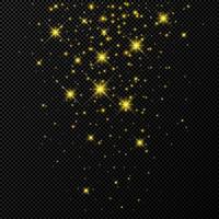ouro pano de fundo com estrelas e poeira brilhos isolado em Sombrio fundo. comemorativo mágico Natal brilhando luz efeito. vetor ilustração.