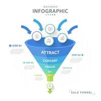 infográfico modelo para negócios. 5 nível moderno vendas funil diagrama com Setas; flechas, apresentação vetor infográfico.