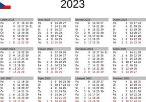 ano 2023 calendário dentro tcheco com tcheco república feriados vetor