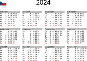 ano 2024 calendário dentro tcheco com tcheco república feriados vetor